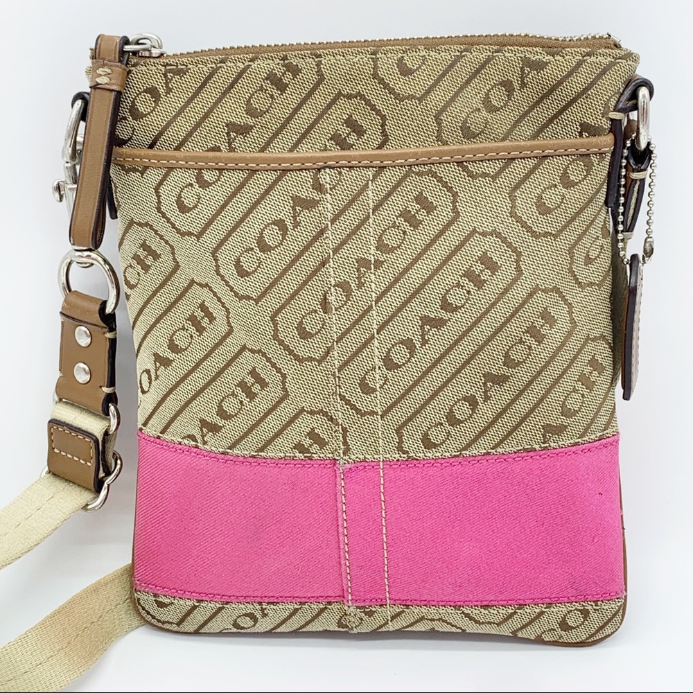 Coach Tan Pink Crossbody purse handbag